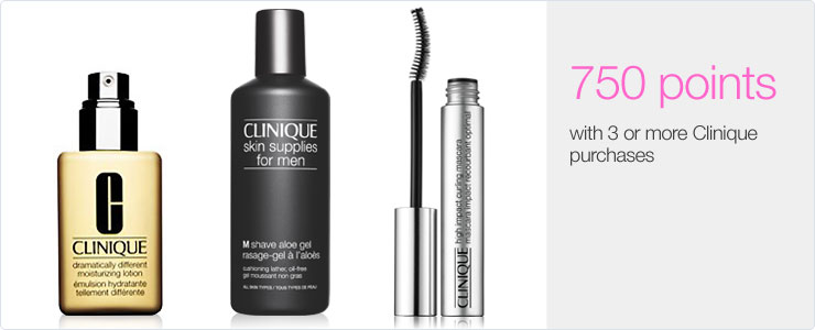 750 Points with 3 or more Clinique purchases